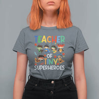 Teacher of Tiny Superheroes T Shirt For Women Funny 100th Day of School