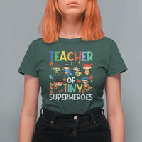 Teacher of Tiny Superheroes T Shirt For Women Funny 100th Day of School