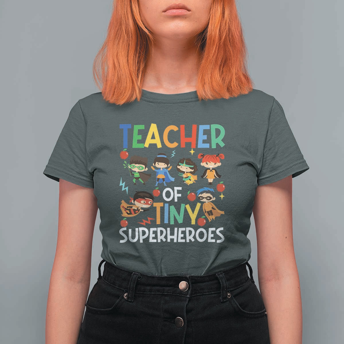 Teacher of Tiny Superheroes T Shirt For Women Funny 100th Day of School