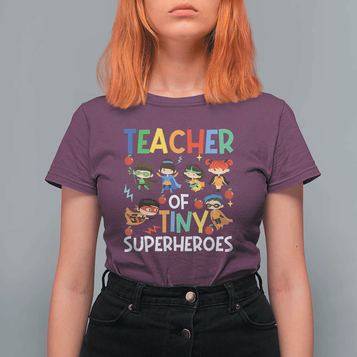 Teacher of Tiny Superheroes T Shirt For Women Funny 100th Day of School
