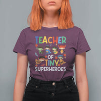 Teacher of Tiny Superheroes T Shirt For Women Funny 100th Day of School