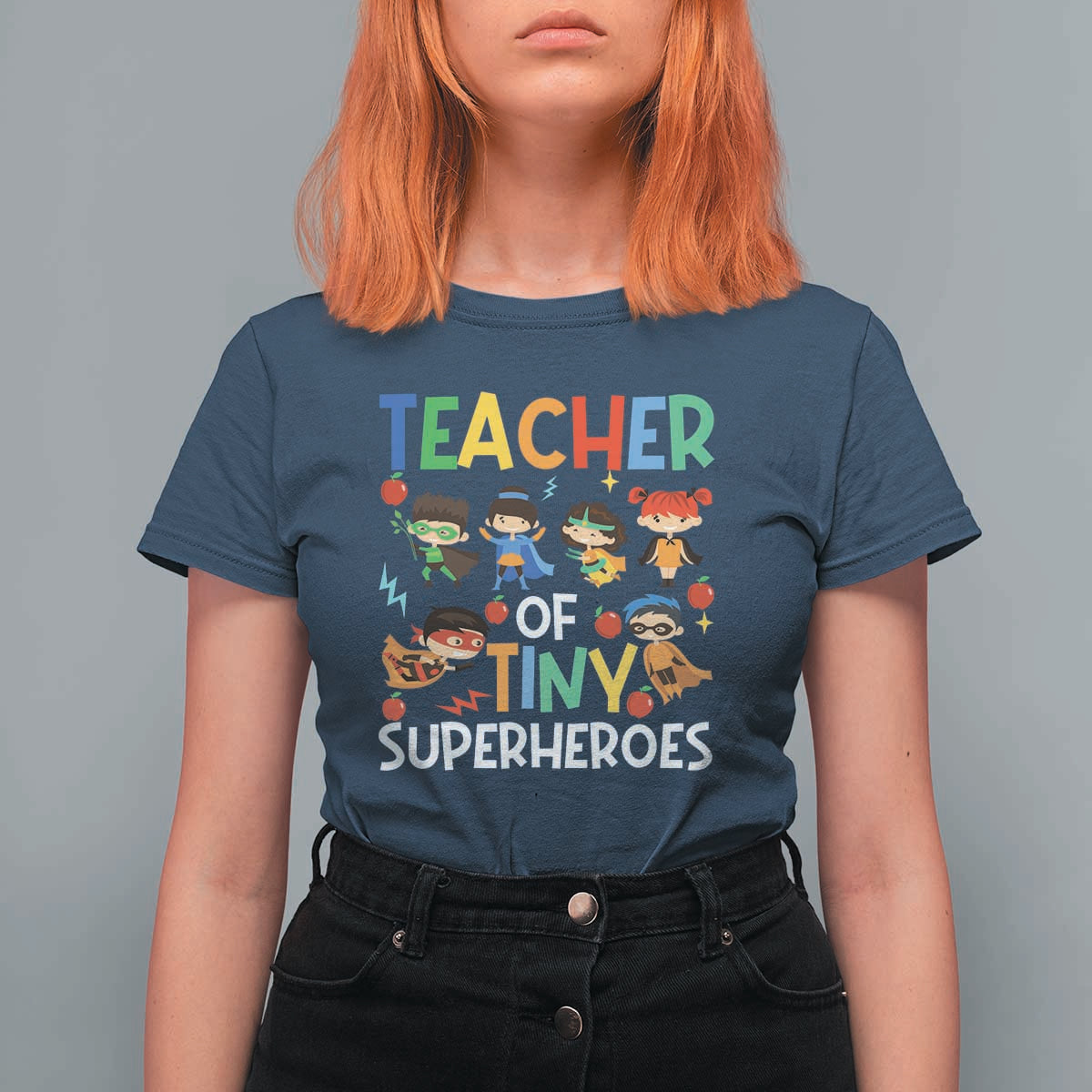 Teacher of Tiny Superheroes T Shirt For Women Funny 100th Day of School