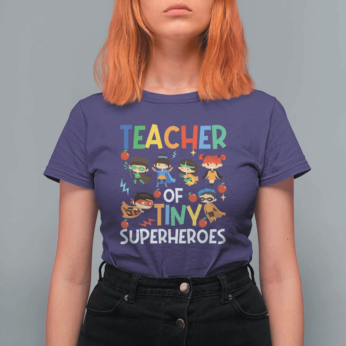 Teacher of Tiny Superheroes T Shirt For Women Funny 100th Day of School