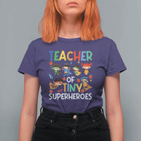 Teacher of Tiny Superheroes T Shirt For Women Funny 100th Day of School