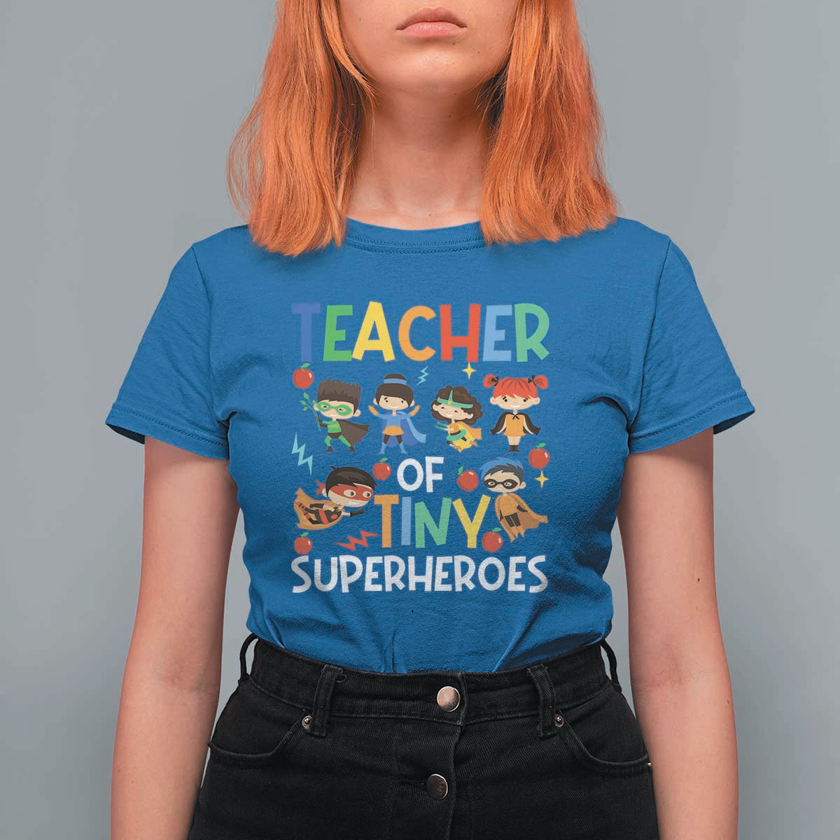 Teacher of Tiny Superheroes T Shirt For Women Funny 100th Day of School