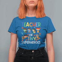 Teacher of Tiny Superheroes T Shirt For Women Funny 100th Day of School