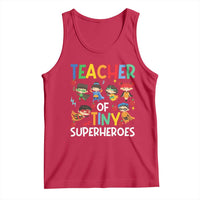 Teacher of Tiny Superheroes Tank Top Funny 100th Day of School