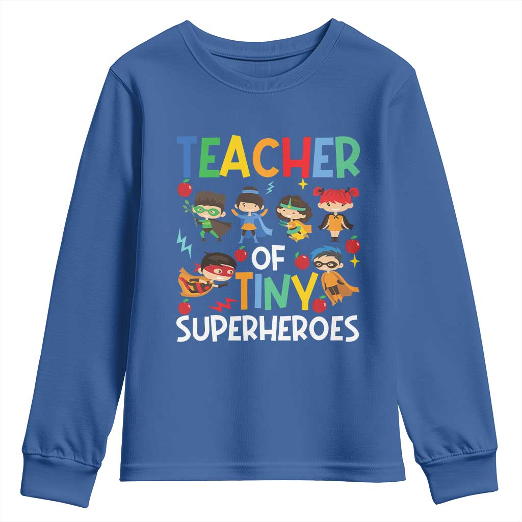 Teacher of Tiny Superheroes Youth Sweatshirt Funny 100th Day of School