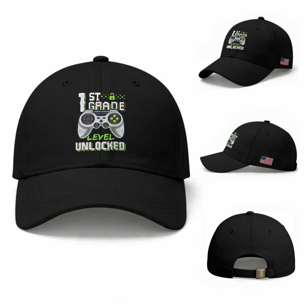 Leveling Up To School Funny Gamer Boys Baseball Cap First Day Back to School Gift