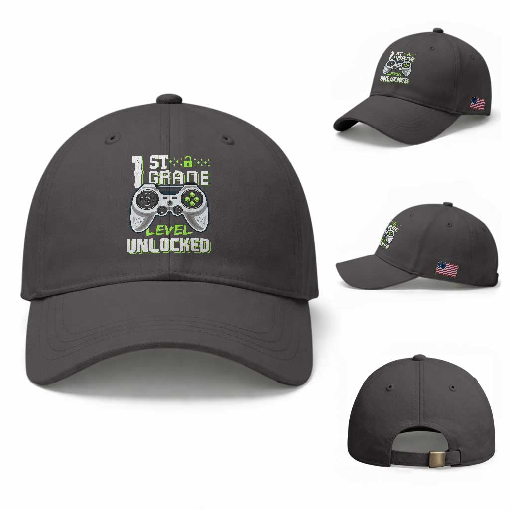Leveling Up To School Funny Gamer Boys Baseball Cap First Day Back to School Gift