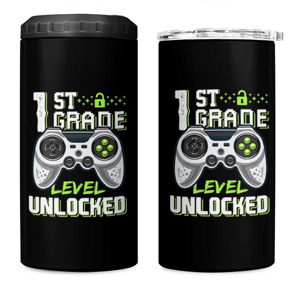 Leveling Up To School Funny Gamer Boys 4 in 1 Can Cooler Tumbler First Day Back to School Gift