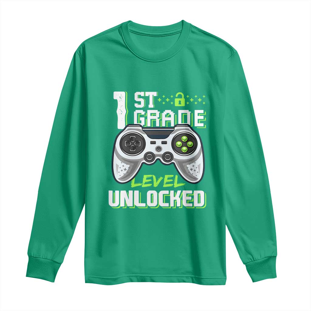 Leveling Up To School Funny Gamer Boys Long Sleeve Shirt First Day Back to School Gift