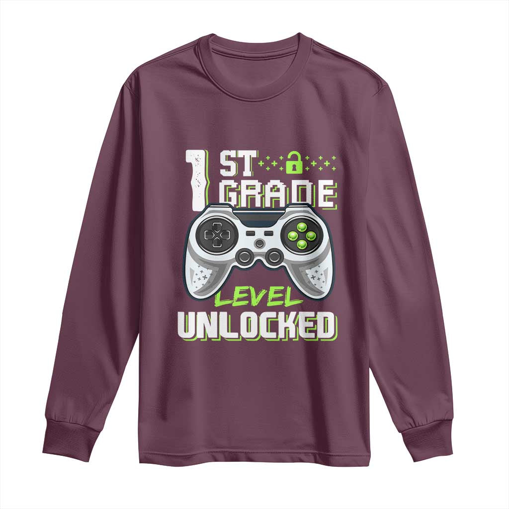 Leveling Up To School Funny Gamer Boys Long Sleeve Shirt First Day Back to School Gift