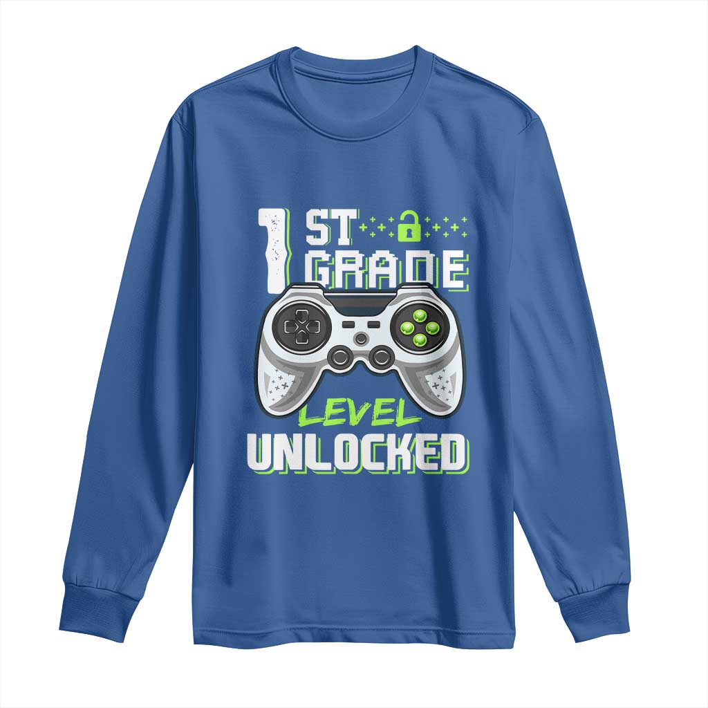 Leveling Up To School Funny Gamer Boys Long Sleeve Shirt First Day Back to School Gift