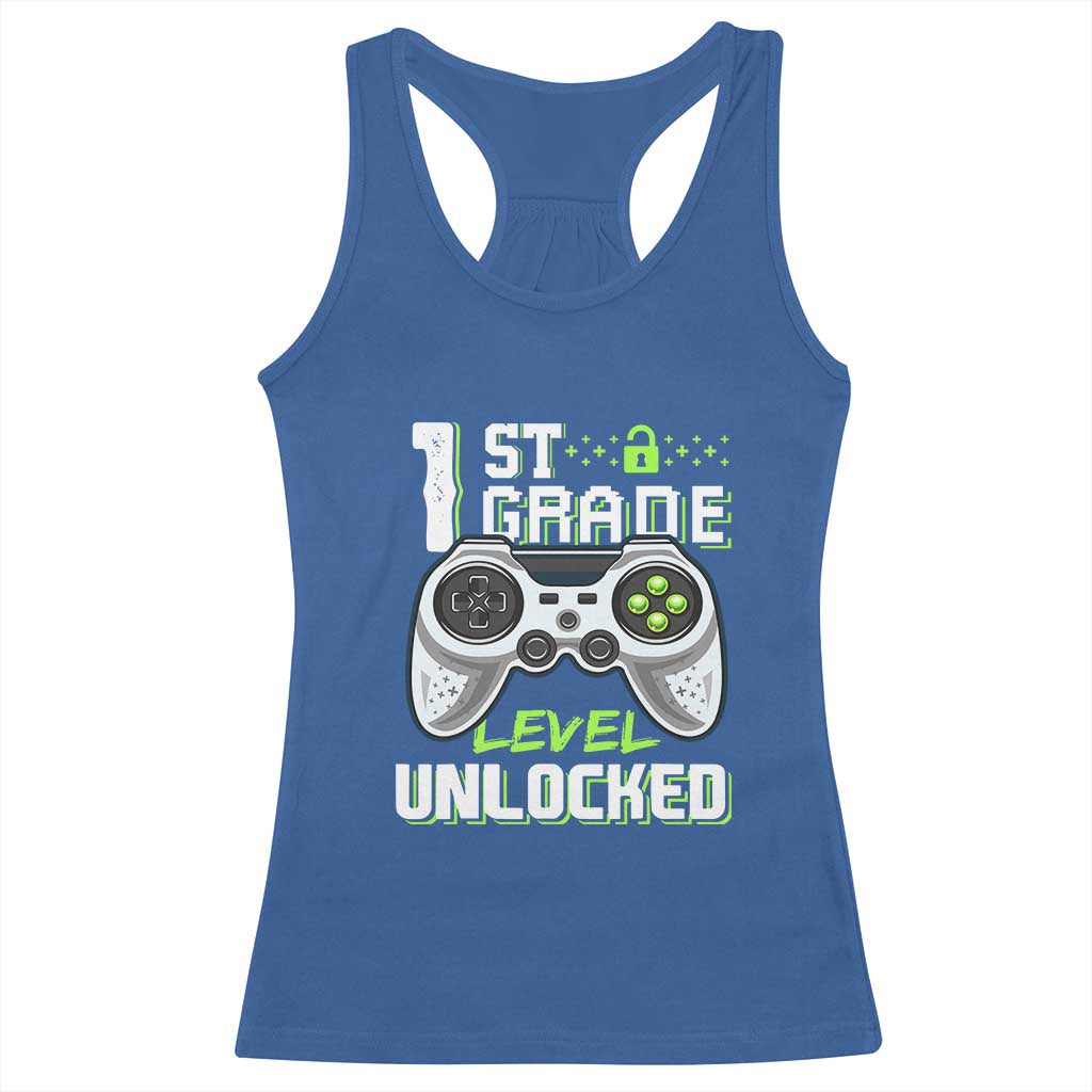 Leveling Up To School Funny Gamer Boys Racerback Tank Top First Day Back to School Gift