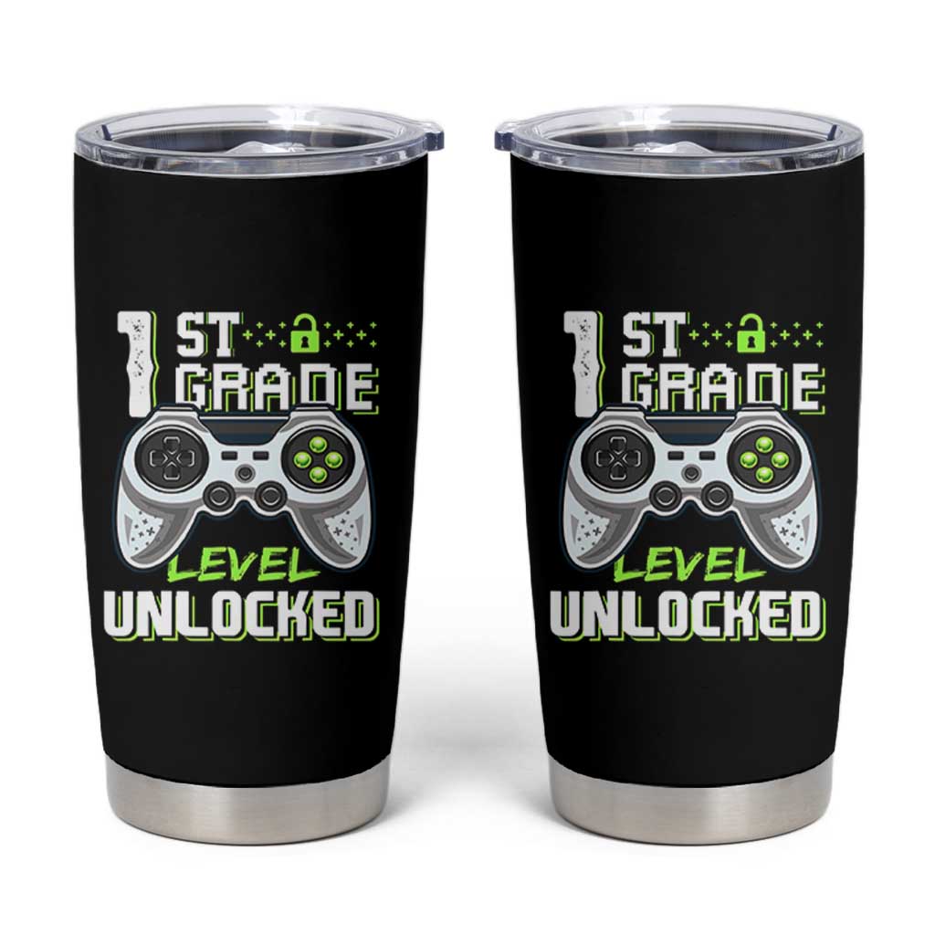 Leveling Up To School Funny Gamer Boys Tumbler Cup First Day Back to School Gift
