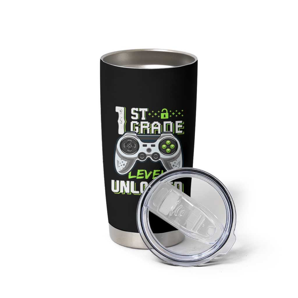 Leveling Up To School Funny Gamer Boys Tumbler Cup First Day Back to School Gift
