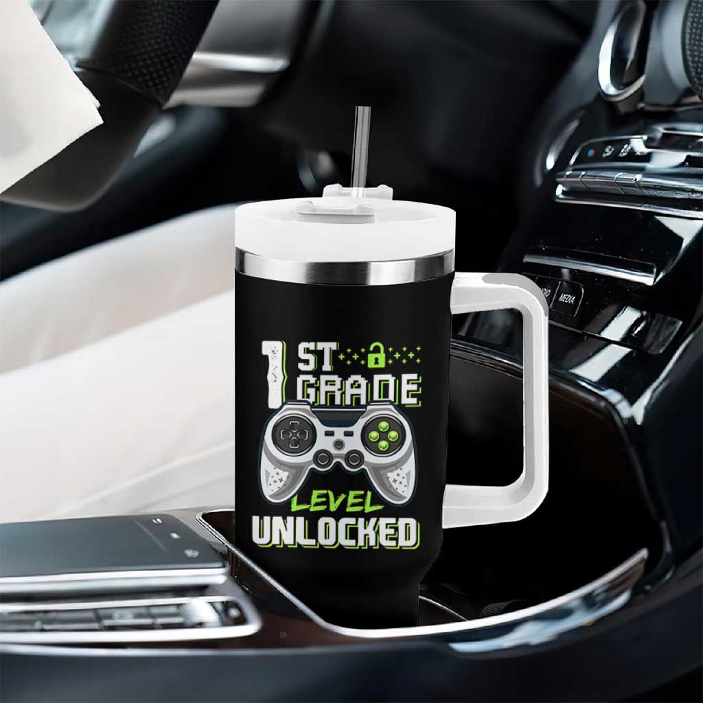 Leveling Up To School Funny Gamer Boys Tumbler With Handle First Day Back to School Gift