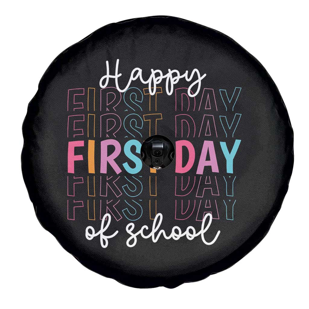 Happy First Day of School Spare Tire Cover Positive Vibe Teacher and Student Gift