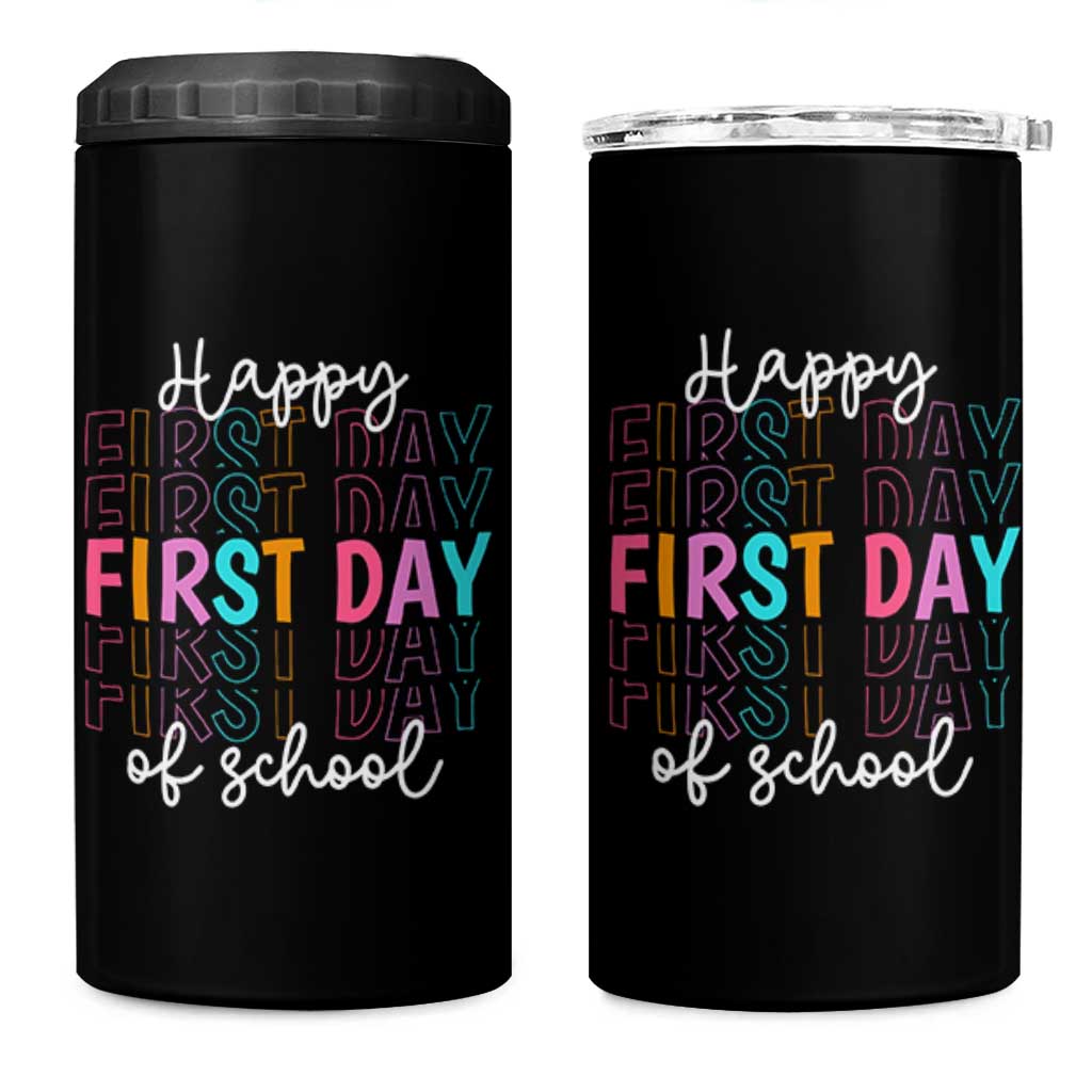 Happy First Day of School 4 in 1 Can Cooler Tumbler Positive Vibe Teacher and Student Gift
