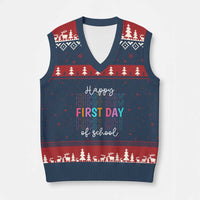 Happy First Day of School V-Neck Knit Sweater Vest Positive Vibe Teacher and Student Gift