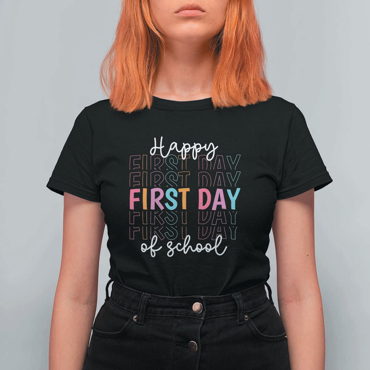 Happy First Day of School T Shirt For Women Happy Design for Teachers and Students
