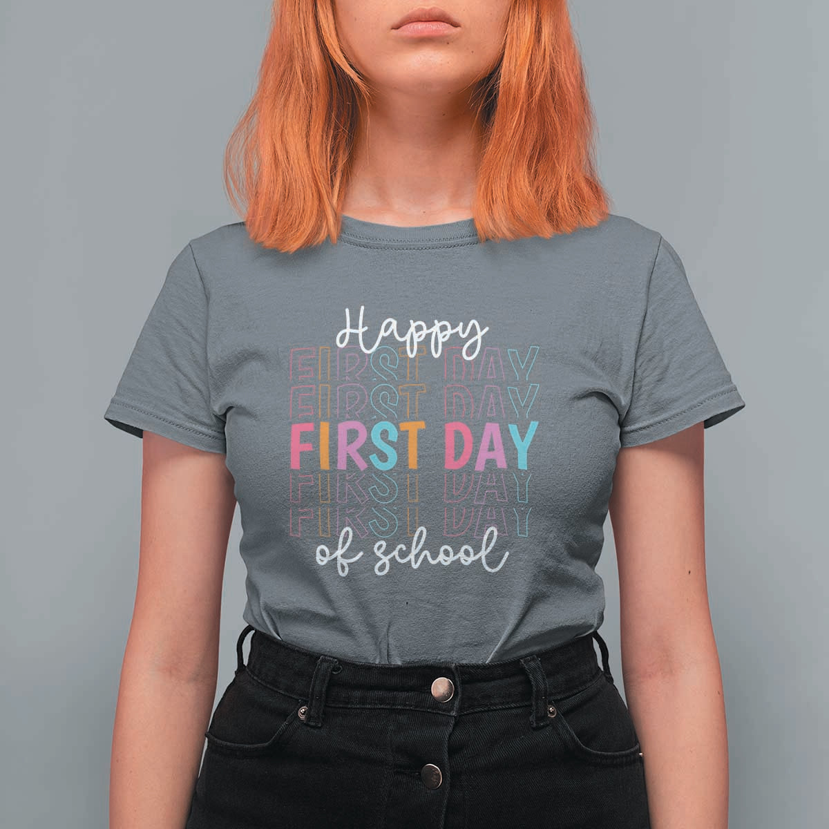 Happy First Day of School T Shirt For Women Happy Design for Teachers and Students