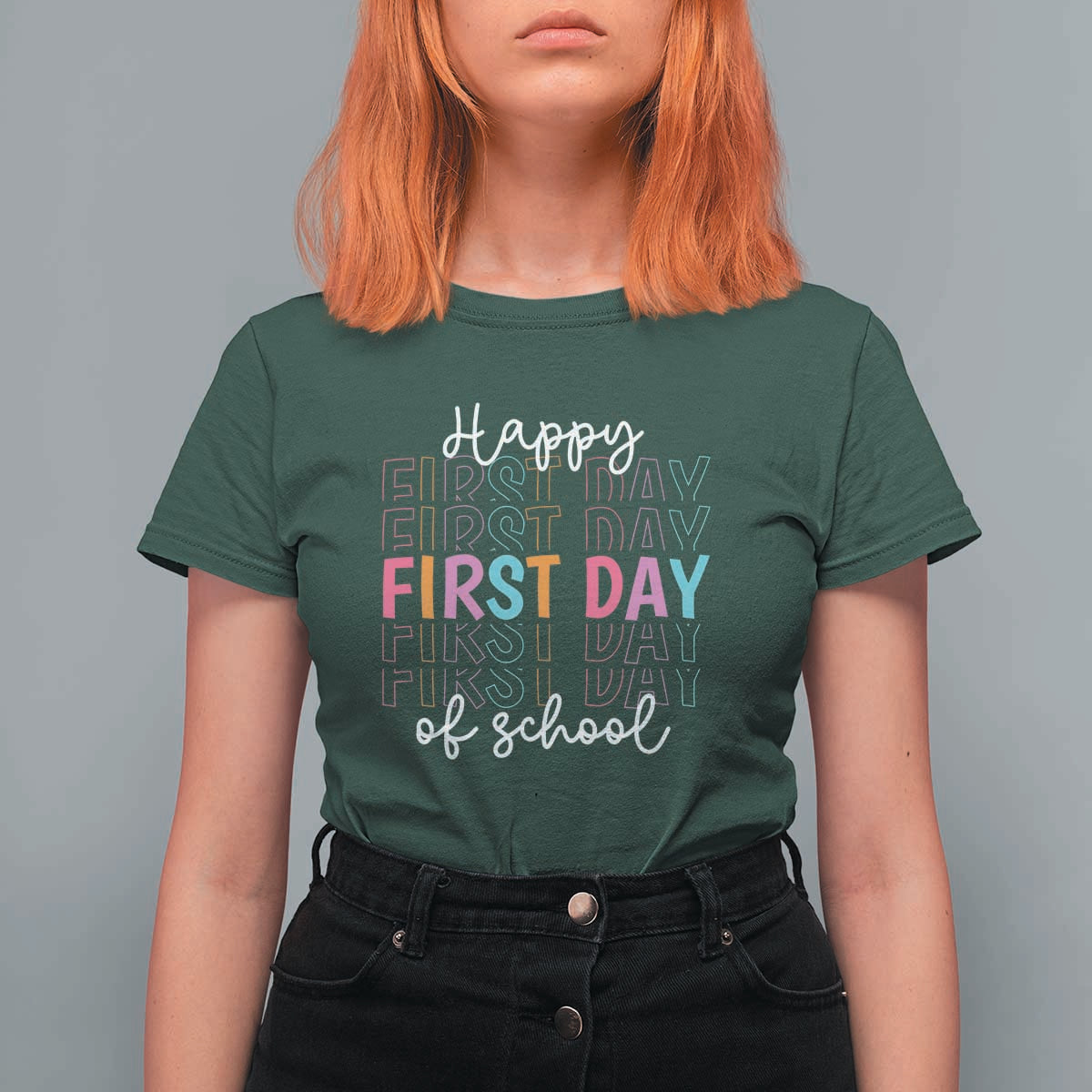 Happy First Day of School T Shirt For Women Happy Design for Teachers and Students