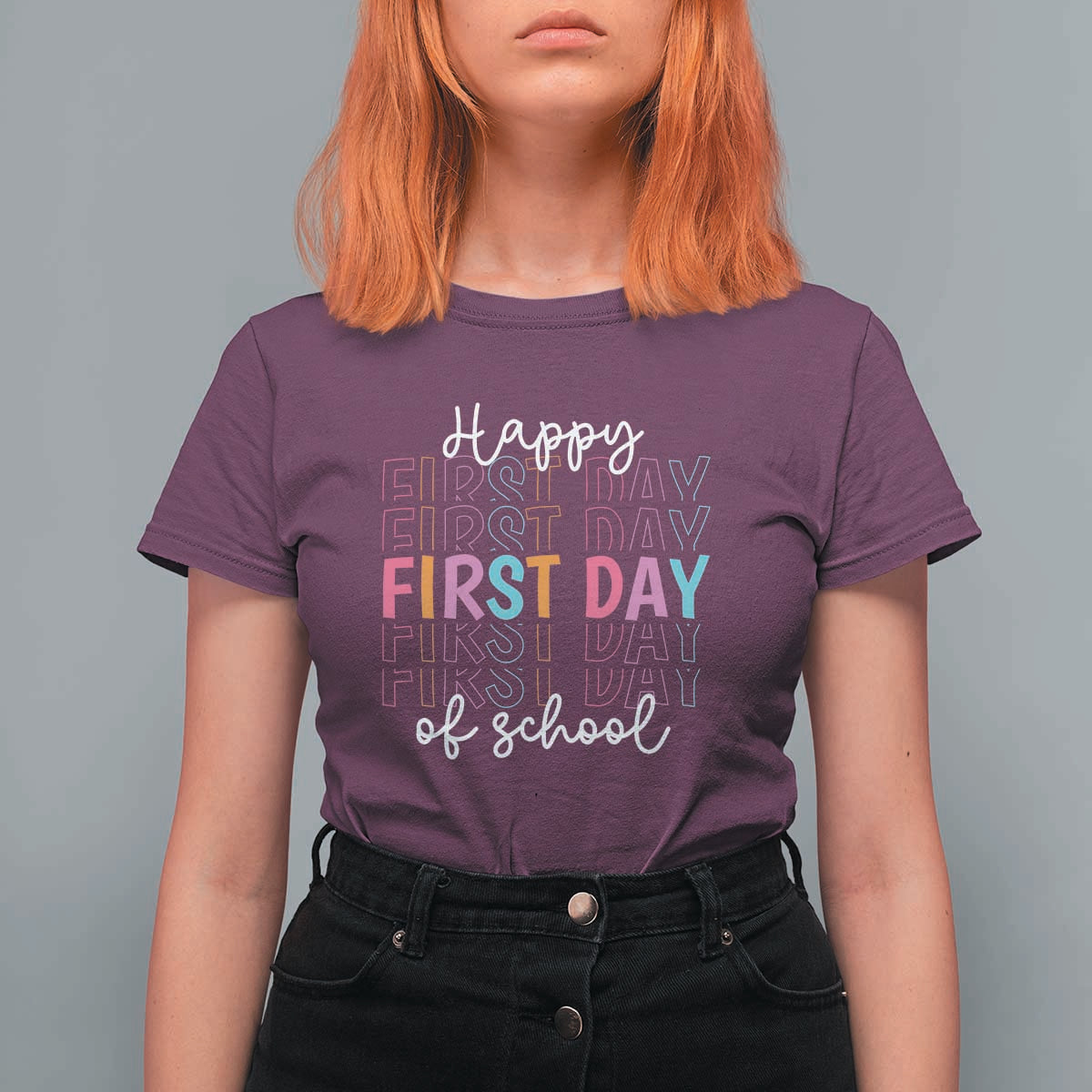 Happy First Day of School T Shirt For Women Happy Design for Teachers and Students