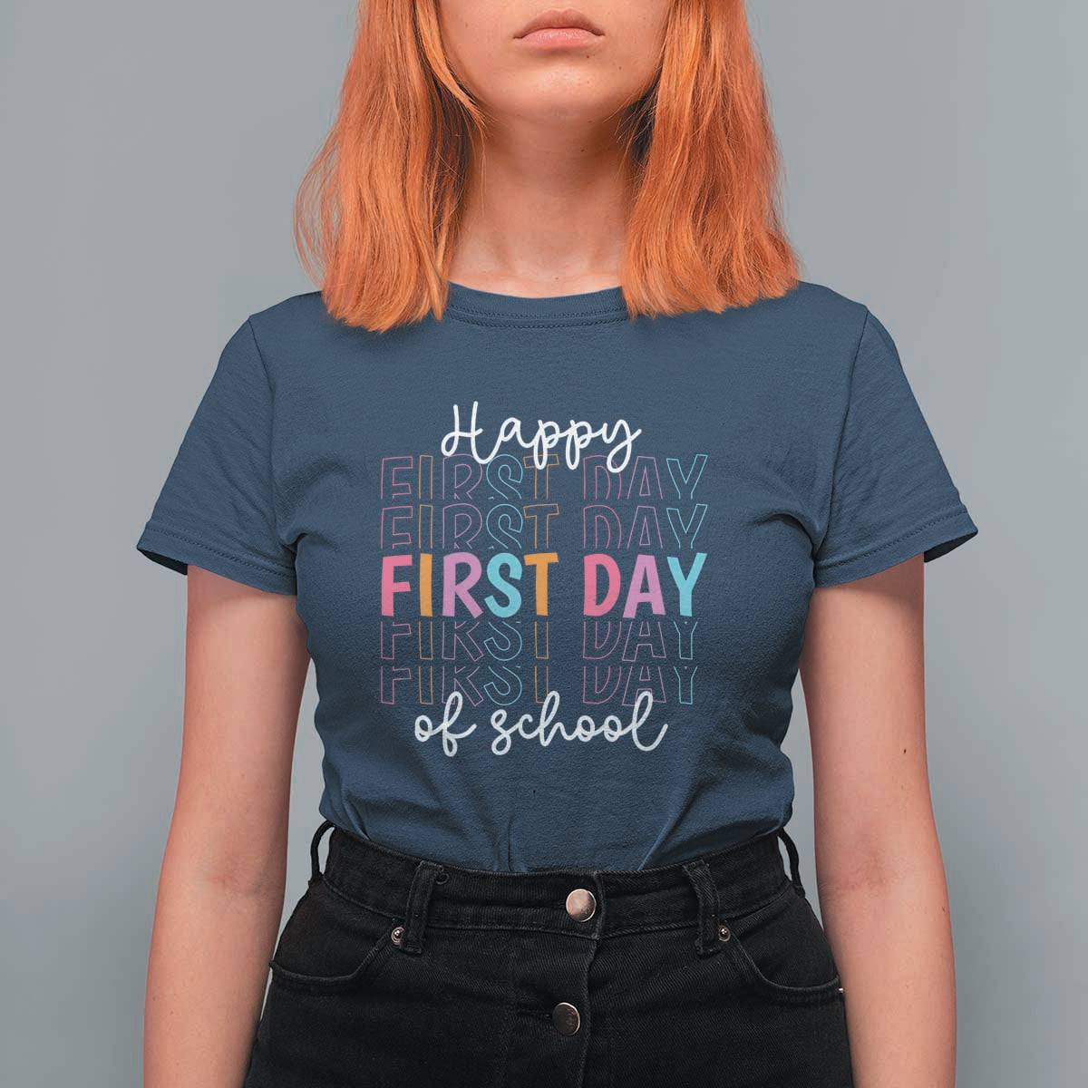 Happy First Day of School T Shirt For Women Happy Design for Teachers and Students
