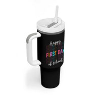 Happy First Day of School Tumbler With Handle Positive Vibe Teacher and Student Gift