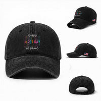 Happy First Day of School Washed Cotton Baseball Cap Positive Vibe Teacher and Student Gift