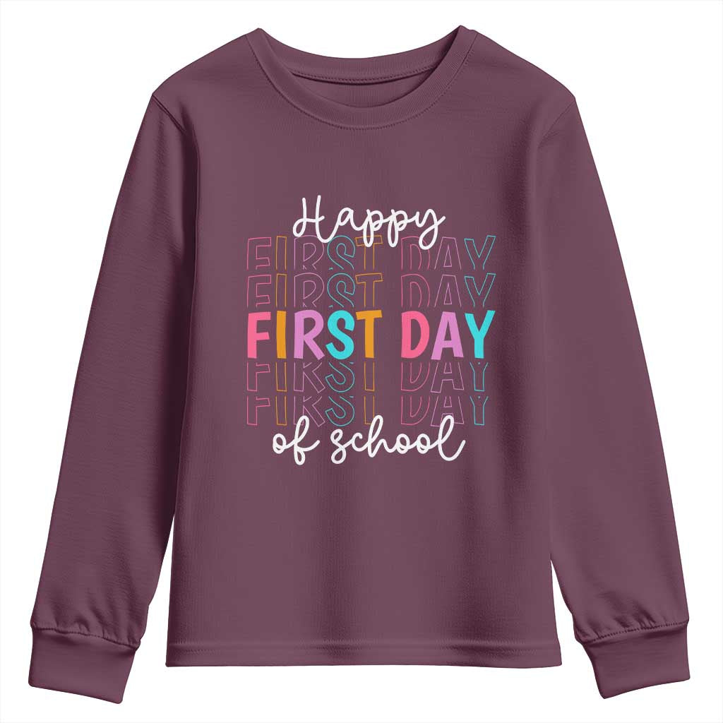 Happy First Day of School Youth Sweatshirt Positive Vibe Teacher and Student Gift