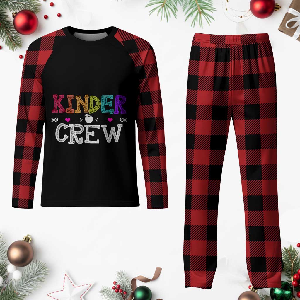 Kinder Crew Funny Kindergarten Plaid Pajama Set Teacher and Student Back to School