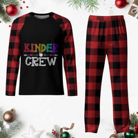 Kinder Crew Funny Kindergarten Plaid Pajama Set Teacher and Student Back to School
