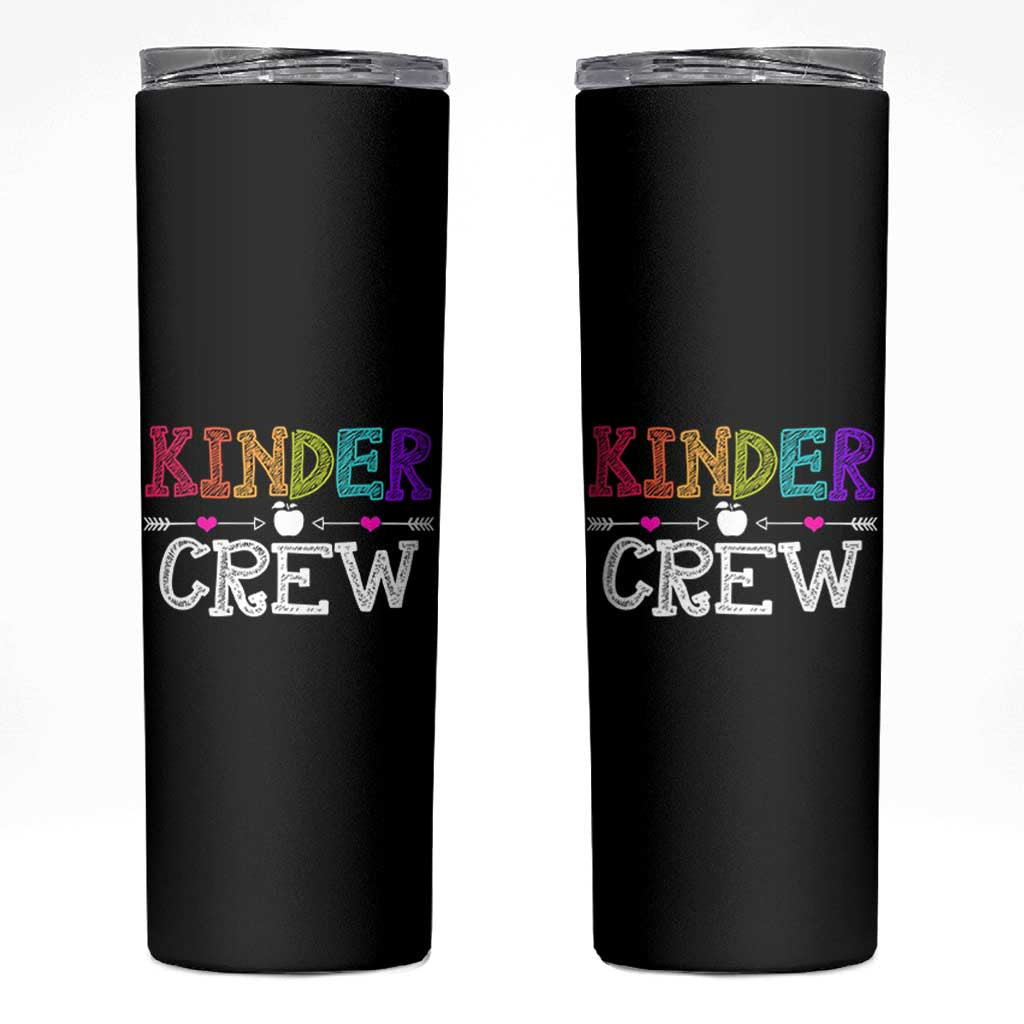 Kinder Crew Funny Kindergarten Skinny Tumbler Teacher and Student Back to School