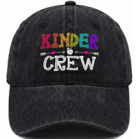 Kinder Crew Funny Kindergarten Washed Cotton Baseball Cap Teacher and Student Back to School