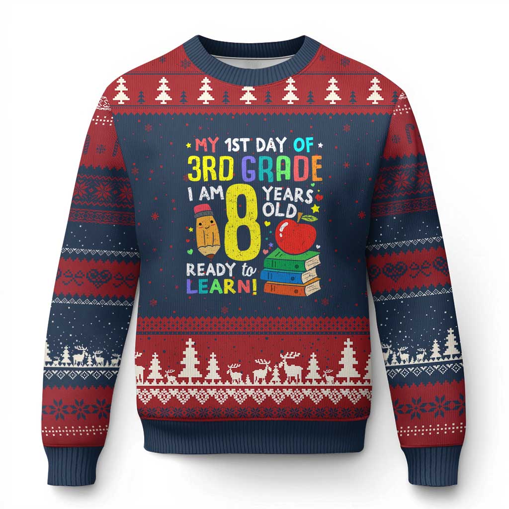Hello 3rd Grade Ugly Christmas Sweater Boys and Girls First Day Back to School Gift