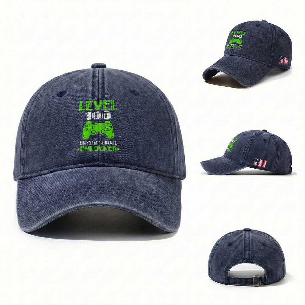 100 Days of School Smarter Washed Cotton Baseball Cap Cool 100th Day Celebration Gift