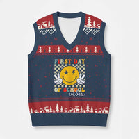 First Day of School Vibes V-Neck Knit Sweater Vest Aesthetic Back to School Teacher Student