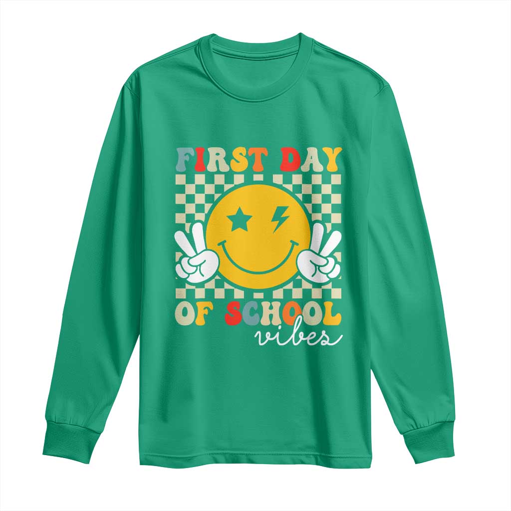 First Day of School Vibes Long Sleeve Shirt Aesthetic Back to School Teacher Student