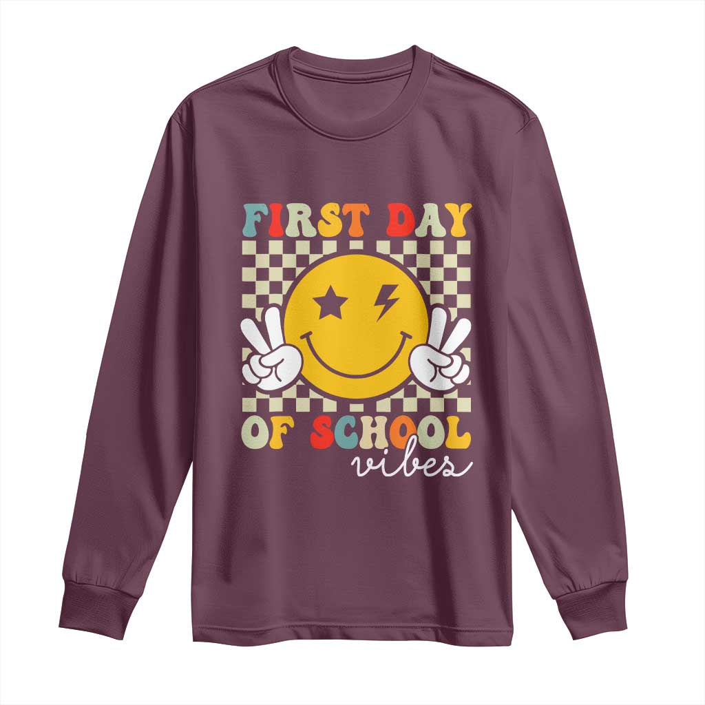 First Day of School Vibes Long Sleeve Shirt Aesthetic Back to School Teacher Student