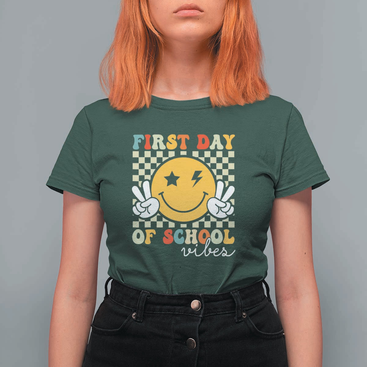 First Day of School Vibes T Shirt For Women Back to School for Teachers and Students