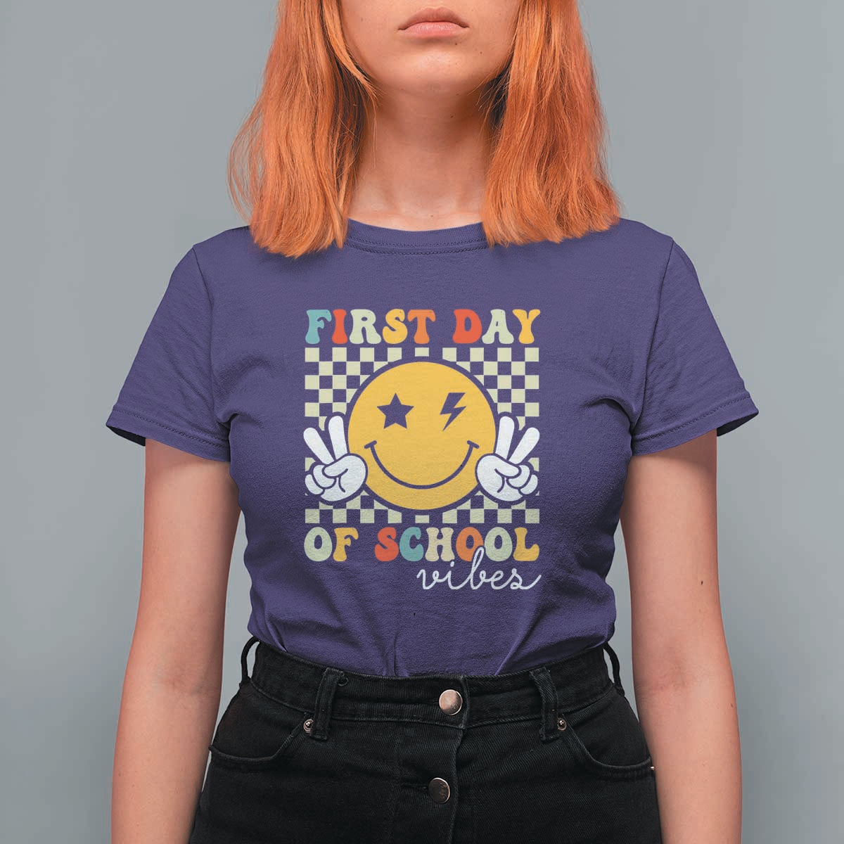 First Day of School Vibes T Shirt For Women Back to School for Teachers and Students
