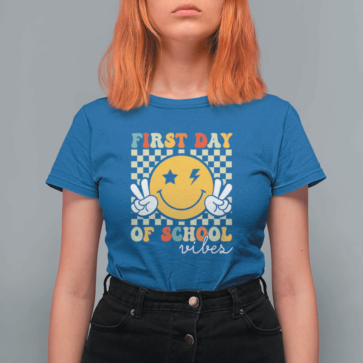 First Day of School Vibes T Shirt For Women Back to School for Teachers and Students