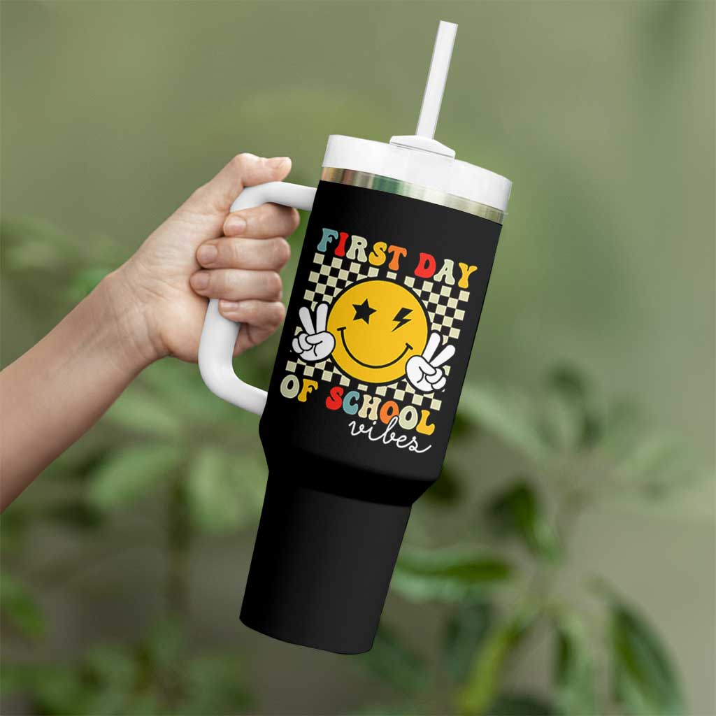 First Day of School Vibes Tumbler With Handle Aesthetic Back to School Teacher Student