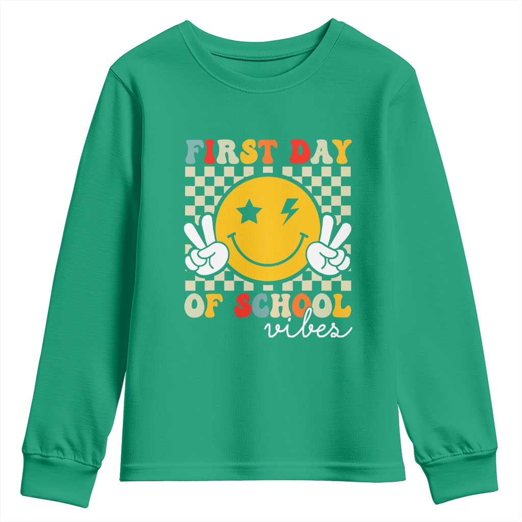First Day of School Vibes Youth Sweatshirt Aesthetic Back to School Teacher Student