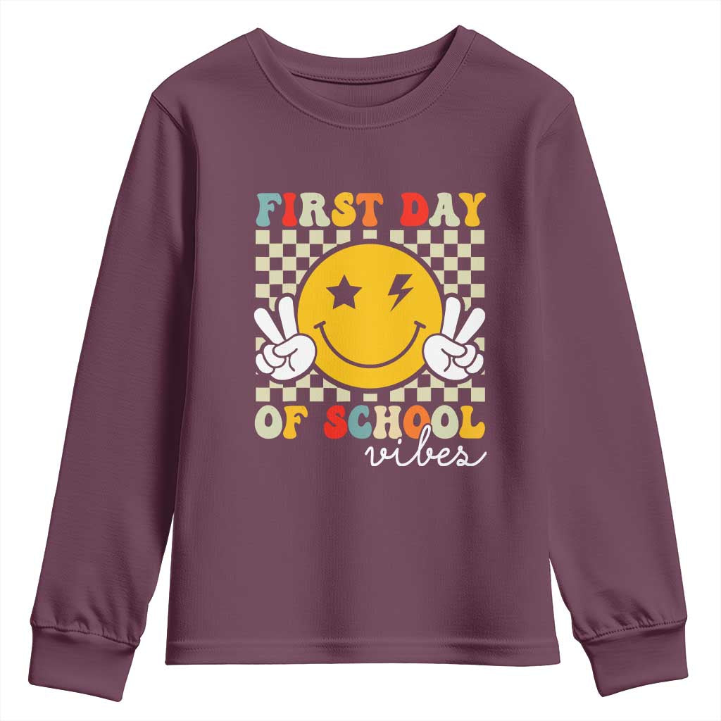 First Day of School Vibes Youth Sweatshirt Aesthetic Back to School Teacher Student
