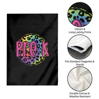 Pre-Kindergarten Neon Leopard Effect Printing Garden Flag Wild About PreK Teacher Student Gift