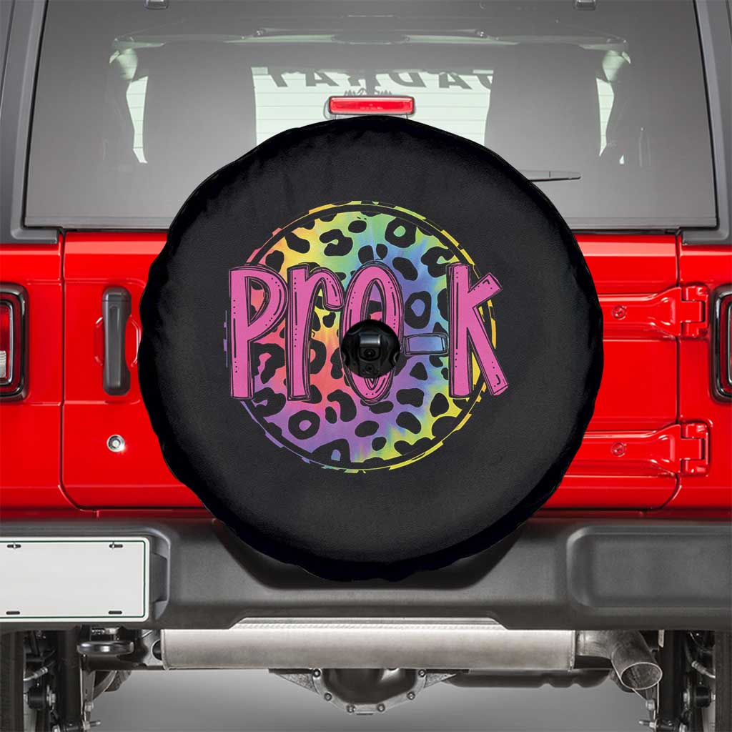 Pre-Kindergarten Neon Leopard Effect Printing Spare Tire Cover Wild About PreK Teacher Student Gift